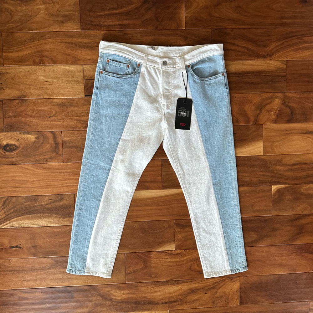 Levi's 501 Two-Tone Mid-Rise Cropped Tapered Button-Fly Jeans size 16 or 33 NWT - Picture 3 of 9